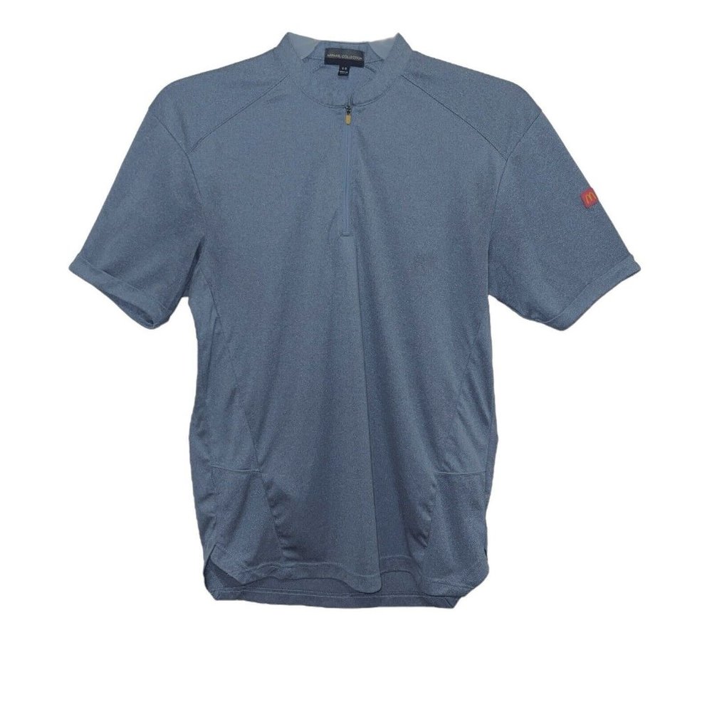 McDonalds Small 1/4 Zip Polo Gray Blue Short Sleeve Pullover Uniform Employee